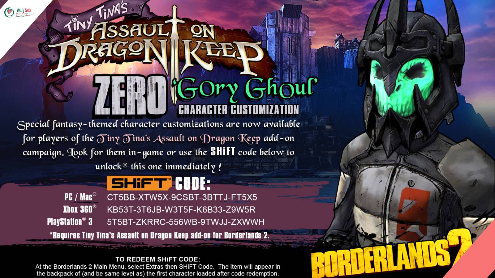 Borderlands 2: All Active SHiFT Codes